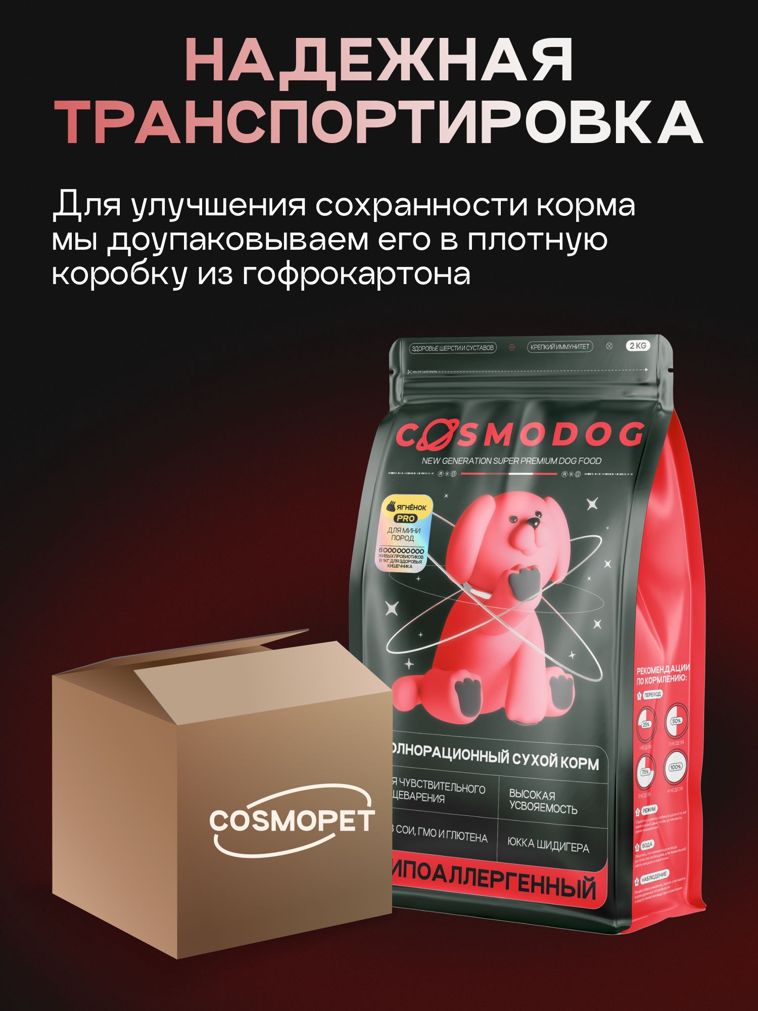 Корм сухой для собак «Cosmodog» для мини пород с ягненком с пробиотиком 2 кг