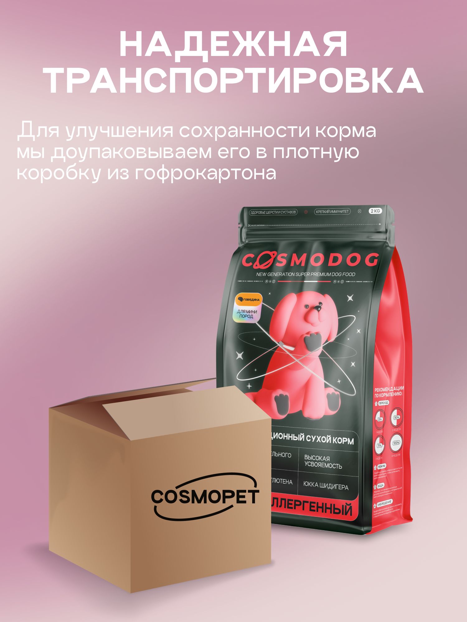 Корм сухой для собак «Cosmodog» для мини пород с говядиной 2 кг