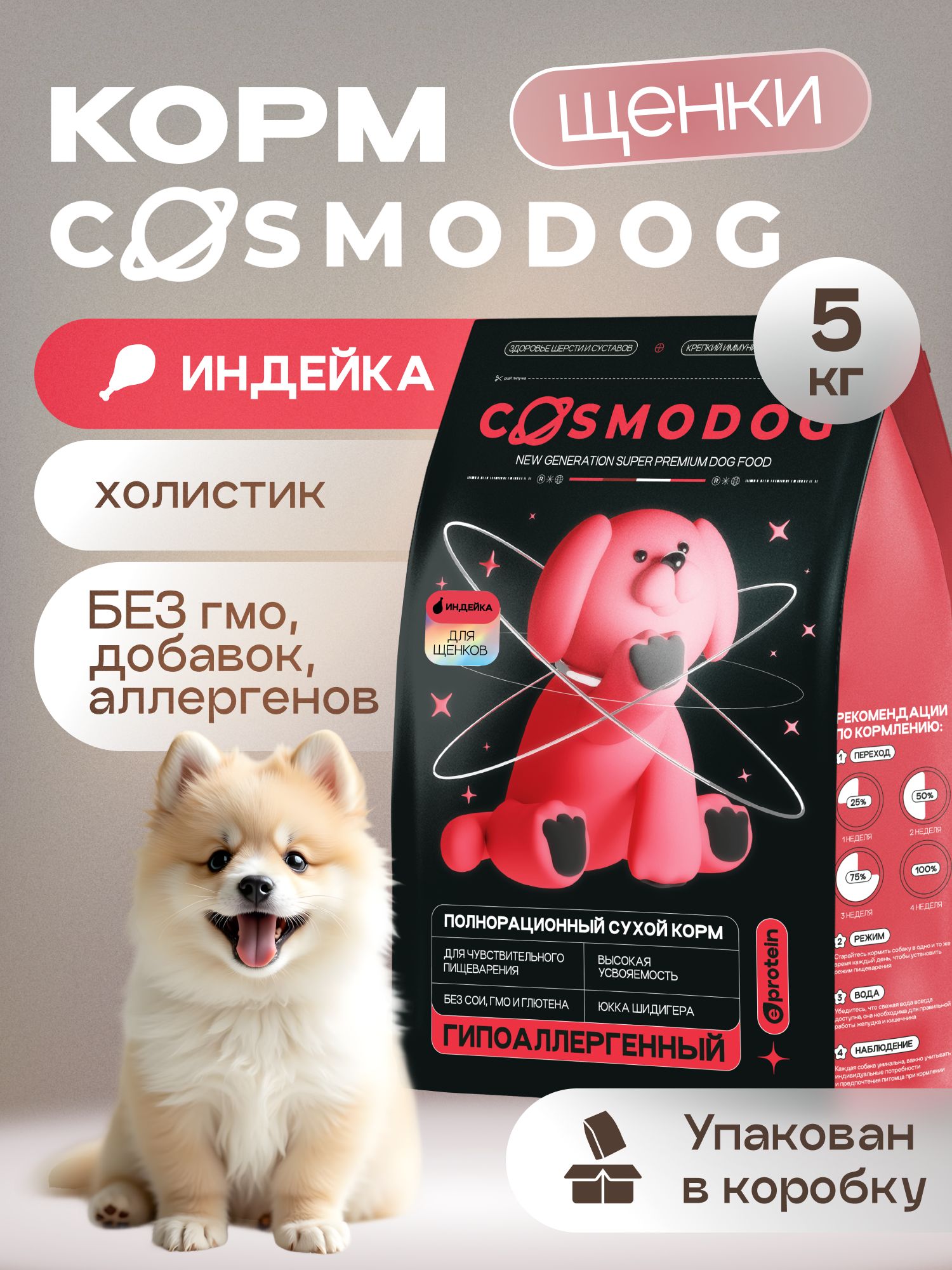 Корм сухой для собак «Cosmodog» для щенков с индейкой 5 кг