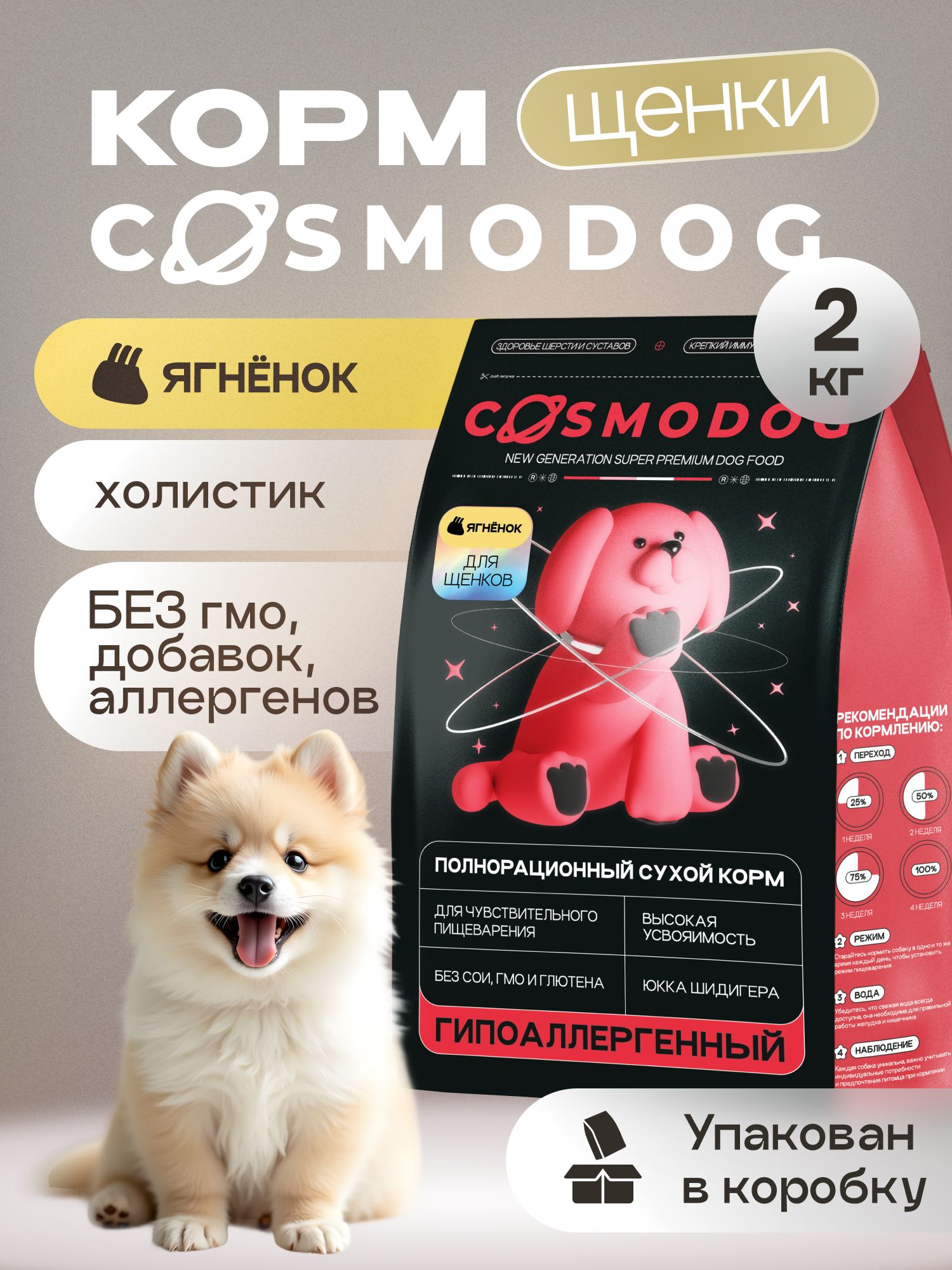 Корм сухой для собак «Cosmodog» для щенков с ягненком 2 кг