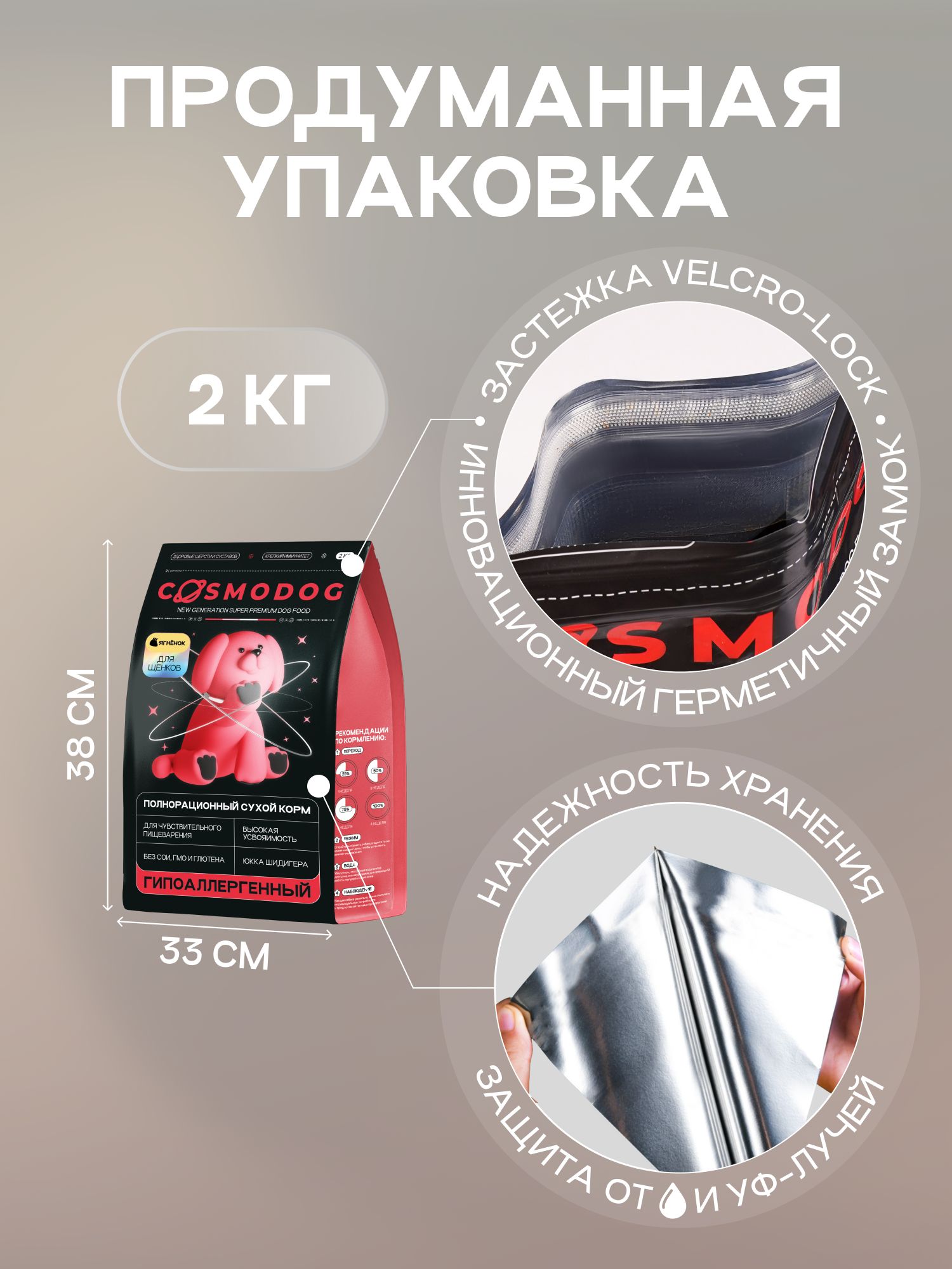 Корм сухой для собак «Cosmodog» для щенков с ягненком 2 кг
