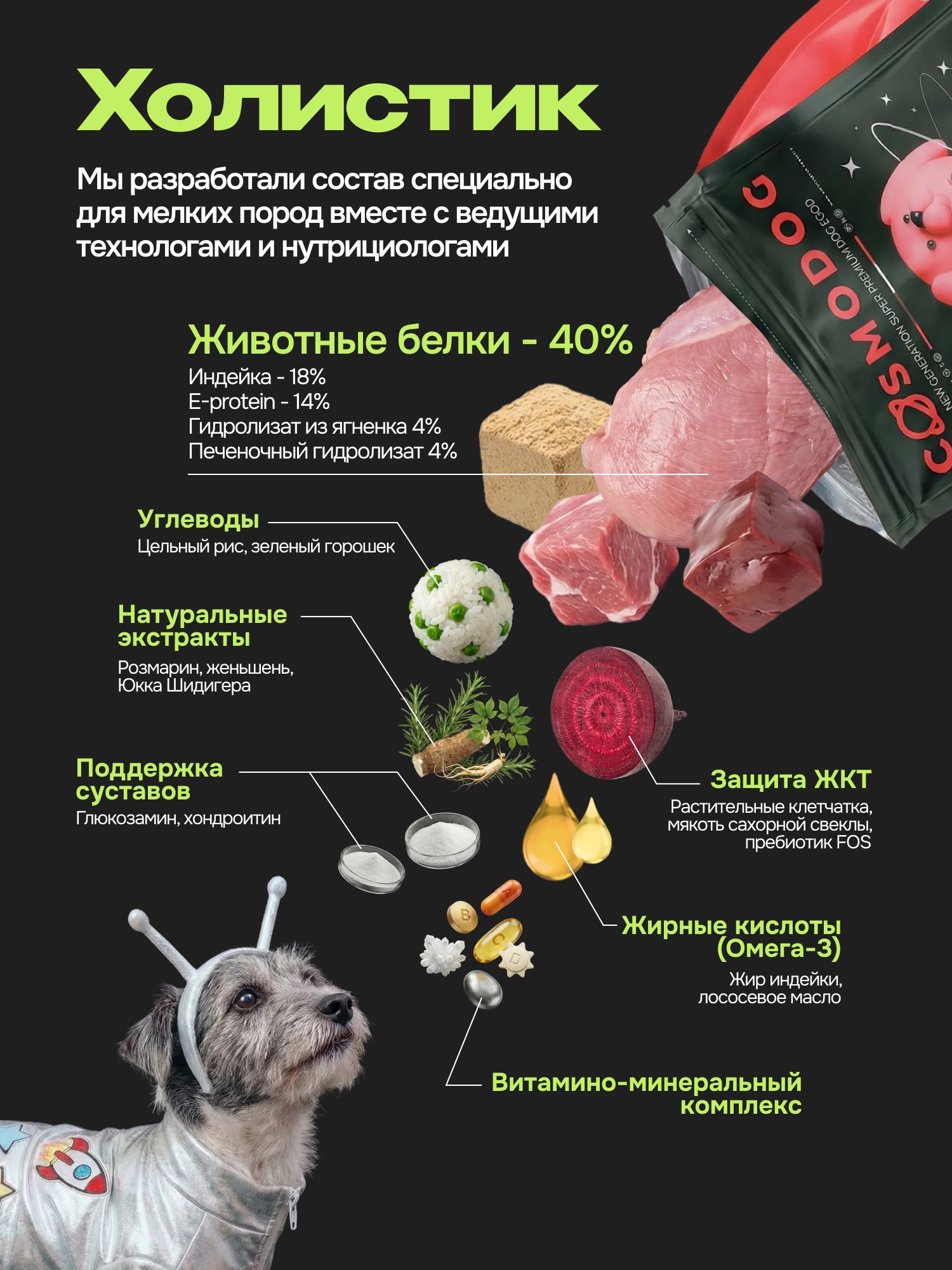 Корм сухой для собак «Cosmodog» Senior 7+ с ягненком 2 кг
