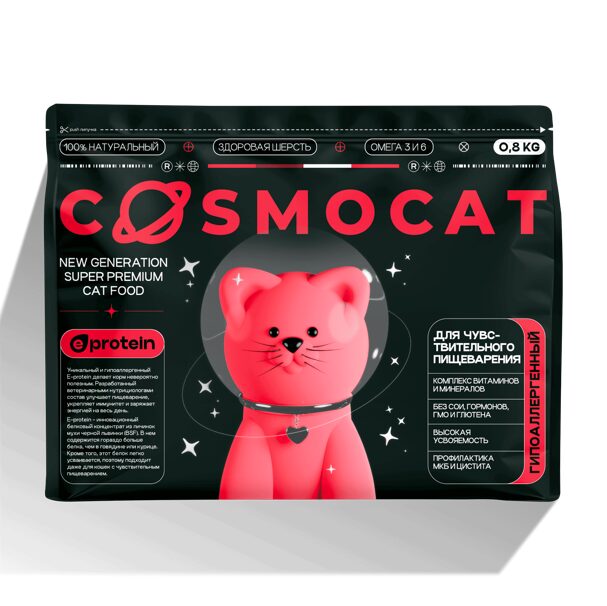 Корм сухой «Cosmocat» для стерилизованных кошек с ягненком 0.8 кг
