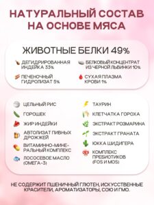 Корм сухой «Cosmocat» для котят и кормящих кошек с индейкой 0.8 кг
