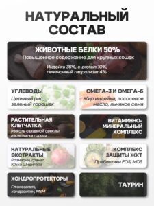 Корм сухой «Cosmocat» для крупных кошек с индейкой 0,8 кг