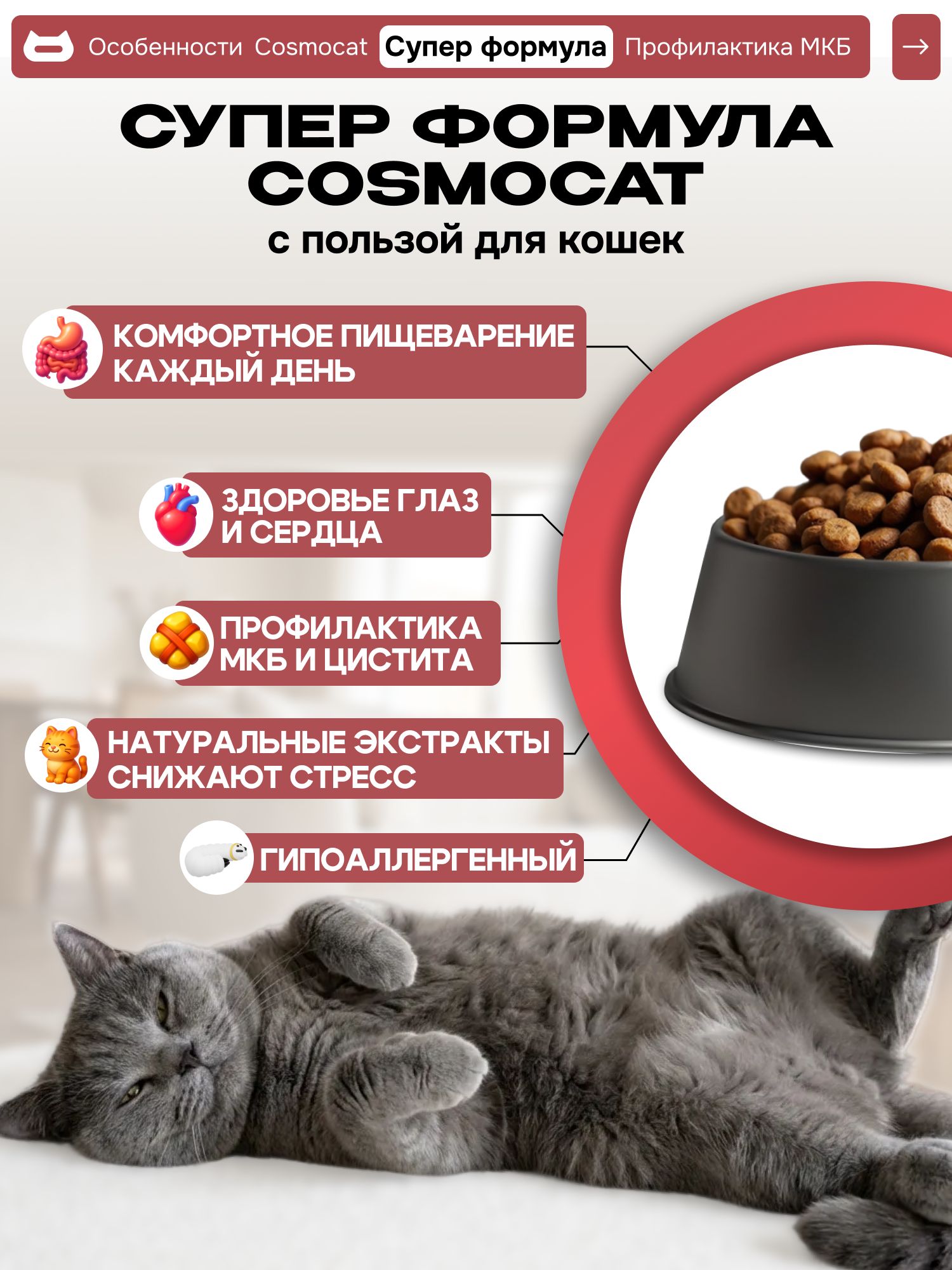Корм сухой «Cosmocat» для привередливых кошек с индейкой 0.8 кг