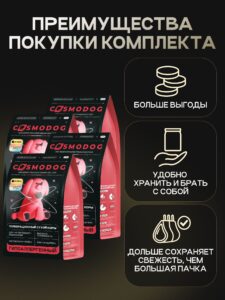 Набор кормов сухих для собак «Cosmodog» для мелких пород с ягненком 2 кг, 4 пачки