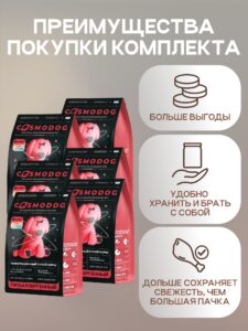 Набор кормов сухих для собак «Cosmodog» для щенков с индейкой 2 кг, 6 пачек
