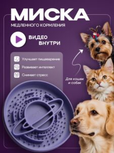 Миска для медленного кормления Cosmopet планета фиолетовая