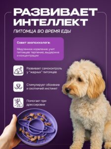 Миска для медленного кормления Cosmopet планета фиолетовая