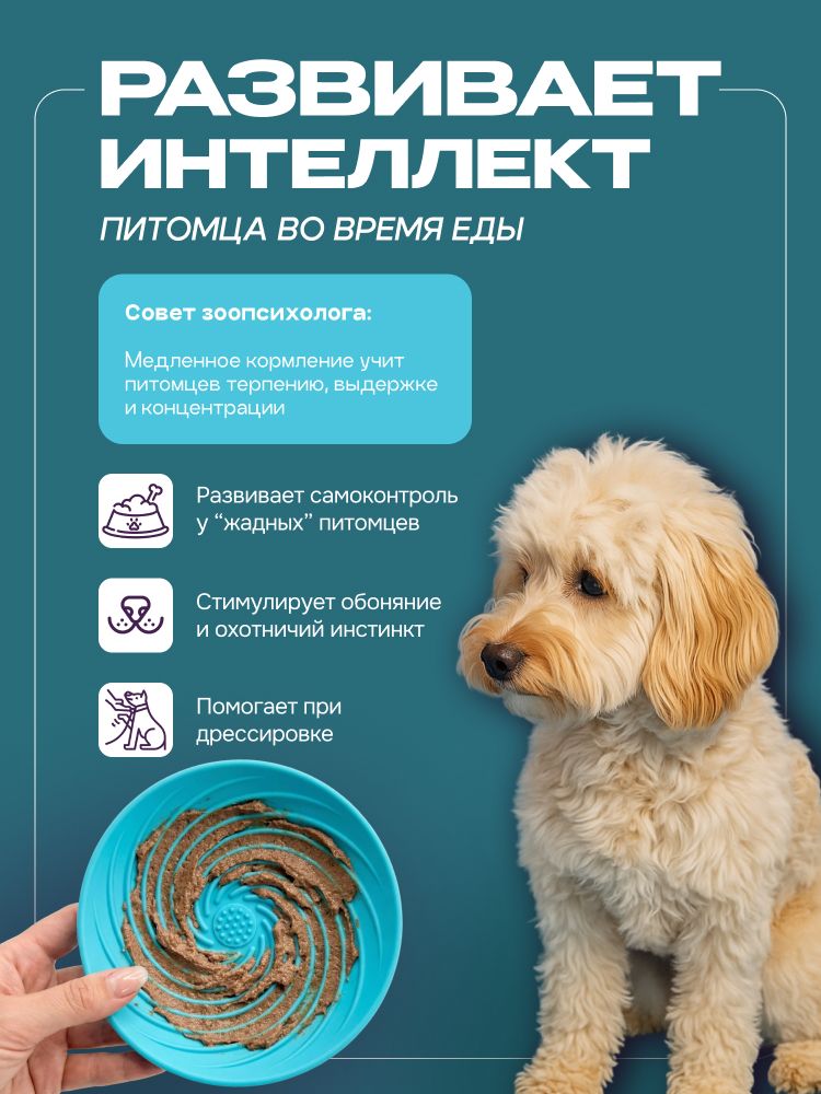 Миска для медленного кормления Cosmopet глубокая синяя